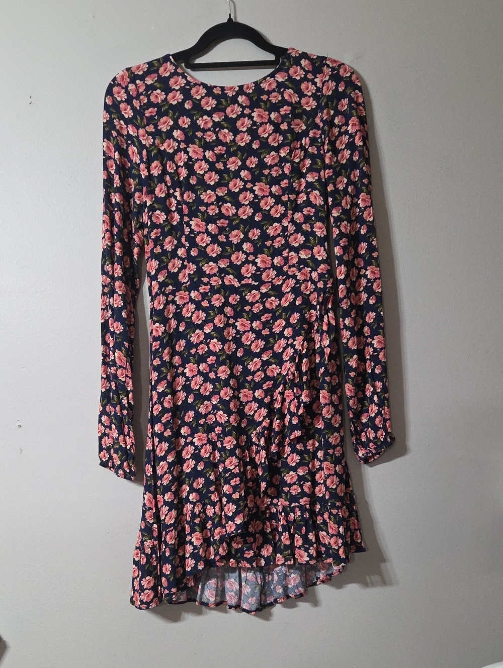 American Eagle Outfitters Navy Blue Floral Midi Dress with Pink Flowers